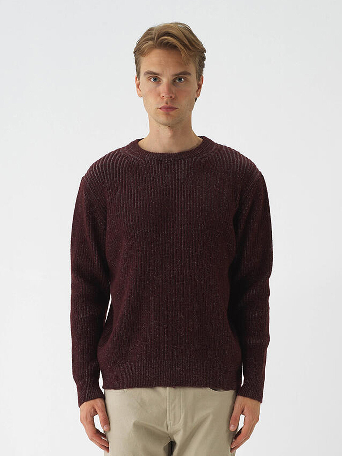 Bordo Yumuşak Dokulu Regular Fit Kazak (3)