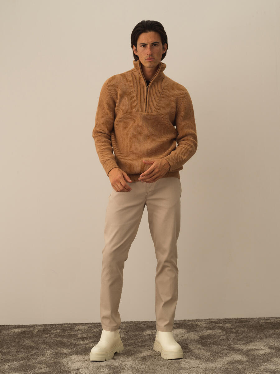 Camel Doğal Yün Dokulu Regular Fit Kazak - 2