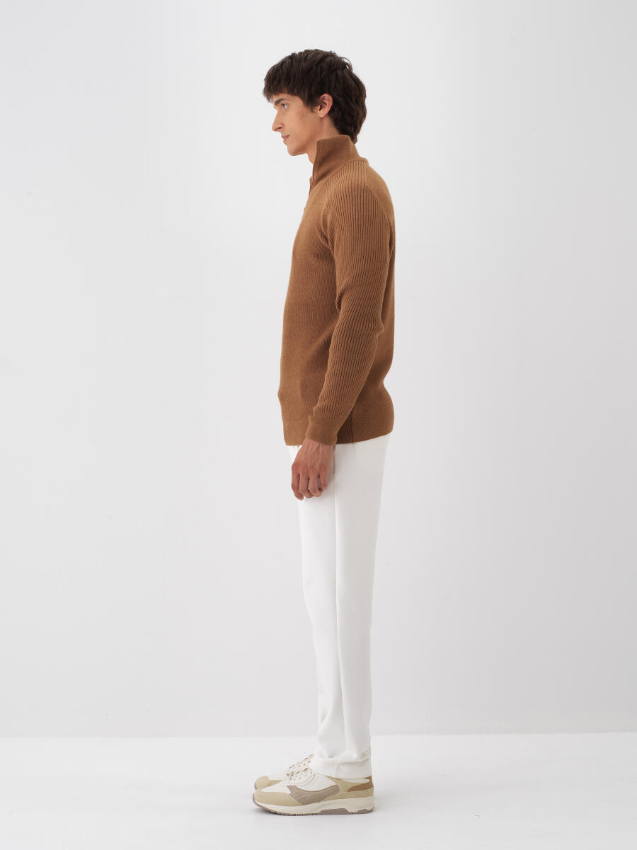 Camel Doğal Yün Dokulu Regular Fit Kazak - 3