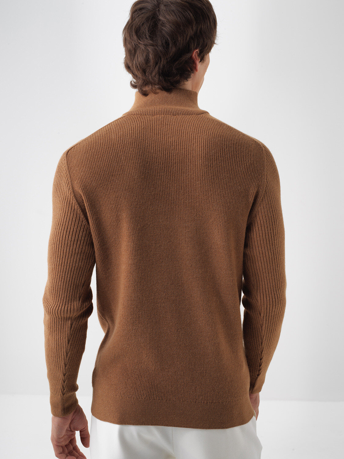 Camel Doğal Yün Dokulu Regular Fit Kazak - Xint