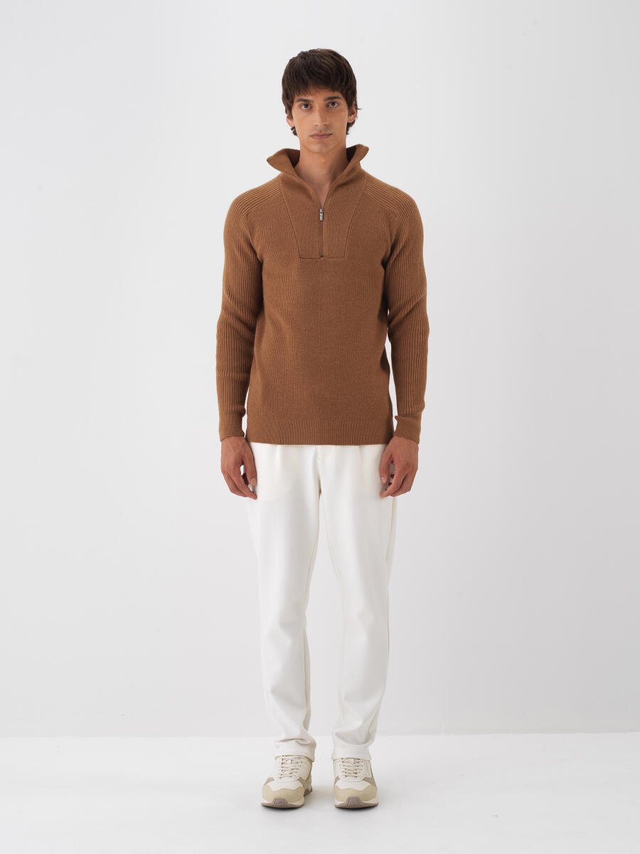 Camel Doğal Yün Dokulu Regular Fit Kazak - 2