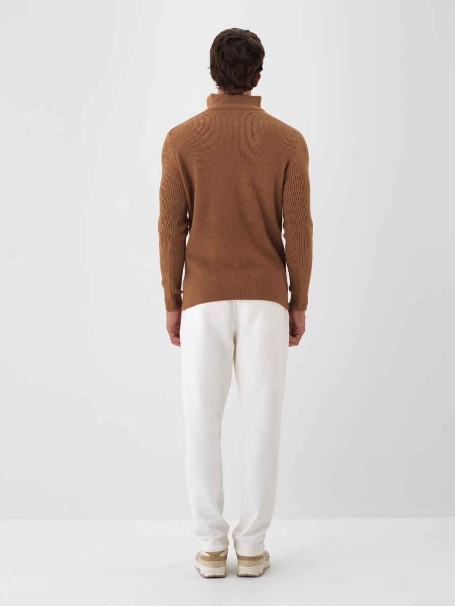 Camel Doğal Yün Dokulu Regular Fit Kazak - 5