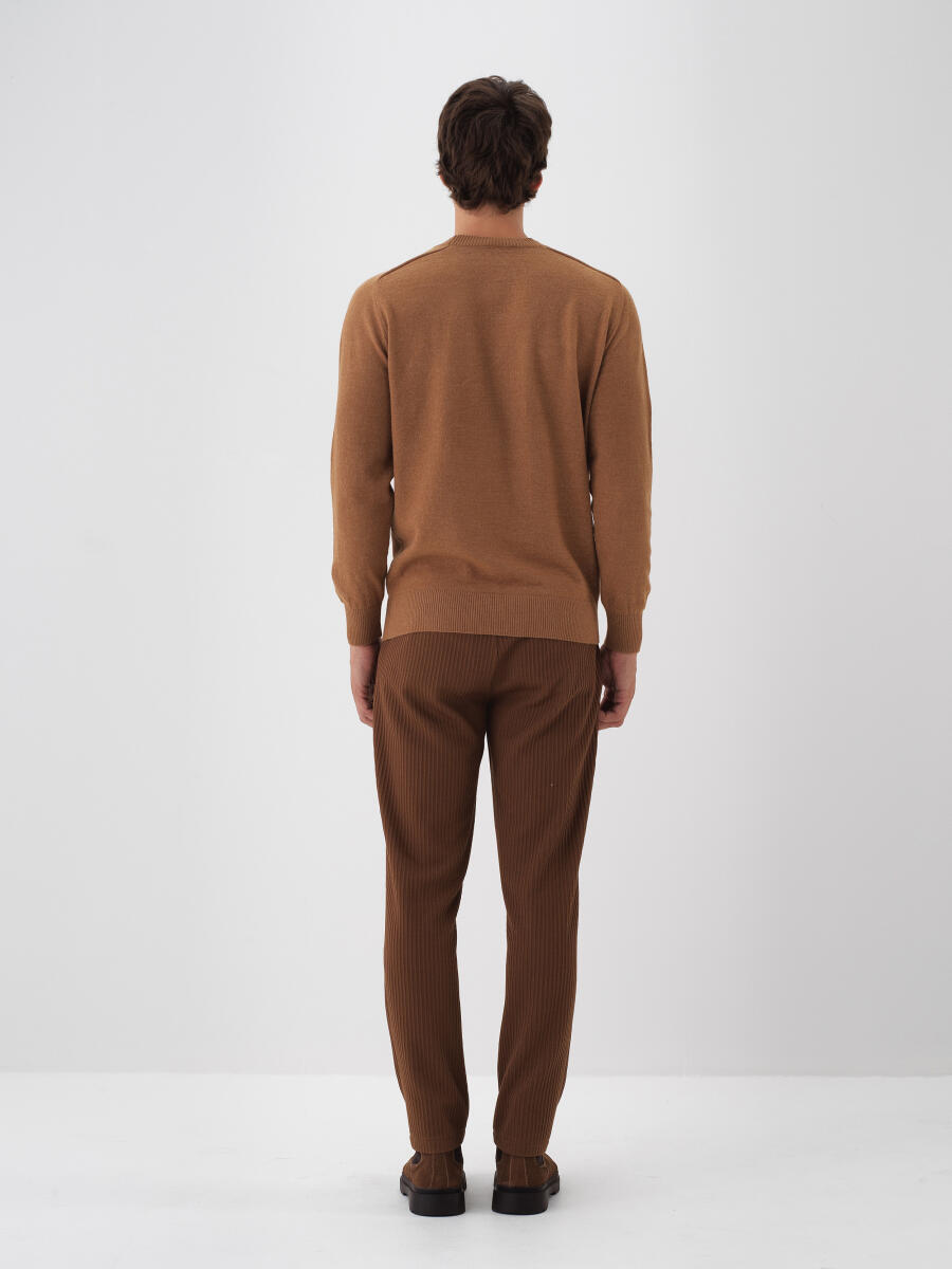 Camel Doğal Yün Dokulu Regular Fit Kazak - 4