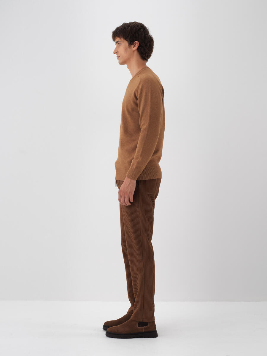 Camel Doğal Yün Dokulu Regular Fit Kazak - 3