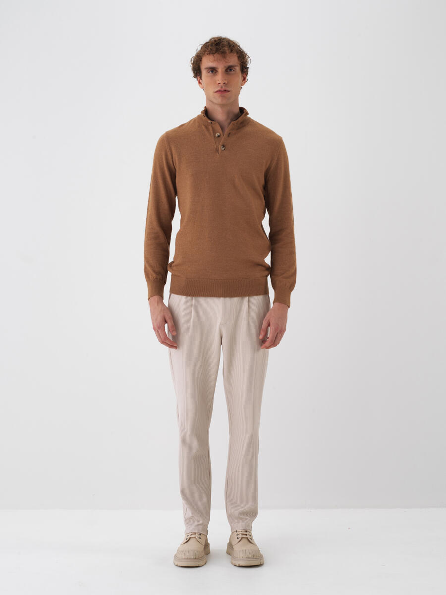 Camel Doğal Yün Dokulu Regular Fit Kazak - 2