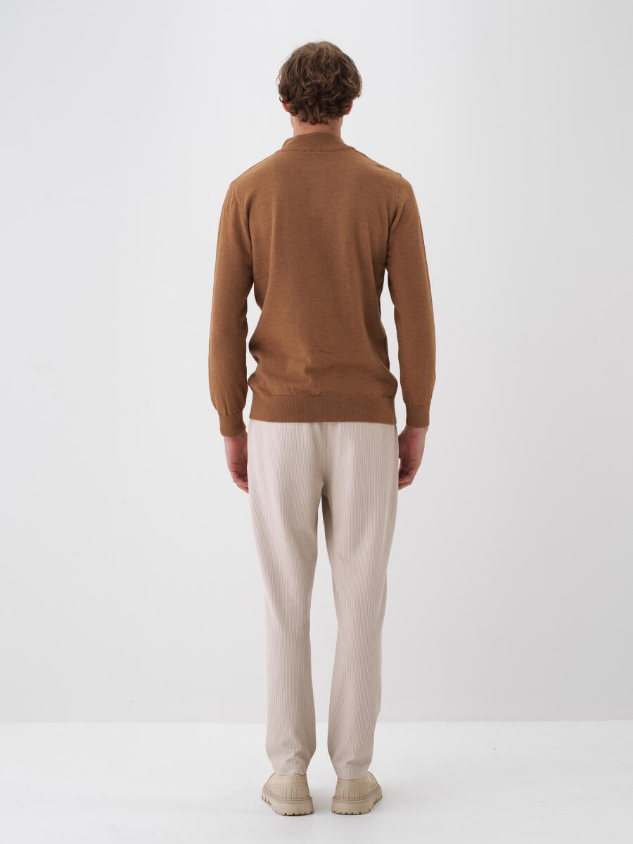 Camel Doğal Yün Dokulu Regular Fit Kazak - 4