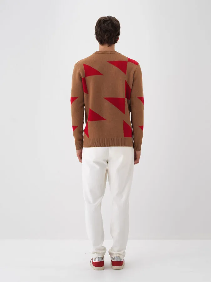 Camel Doğal Yün Dokulu Regular Fit Kazak - Xint