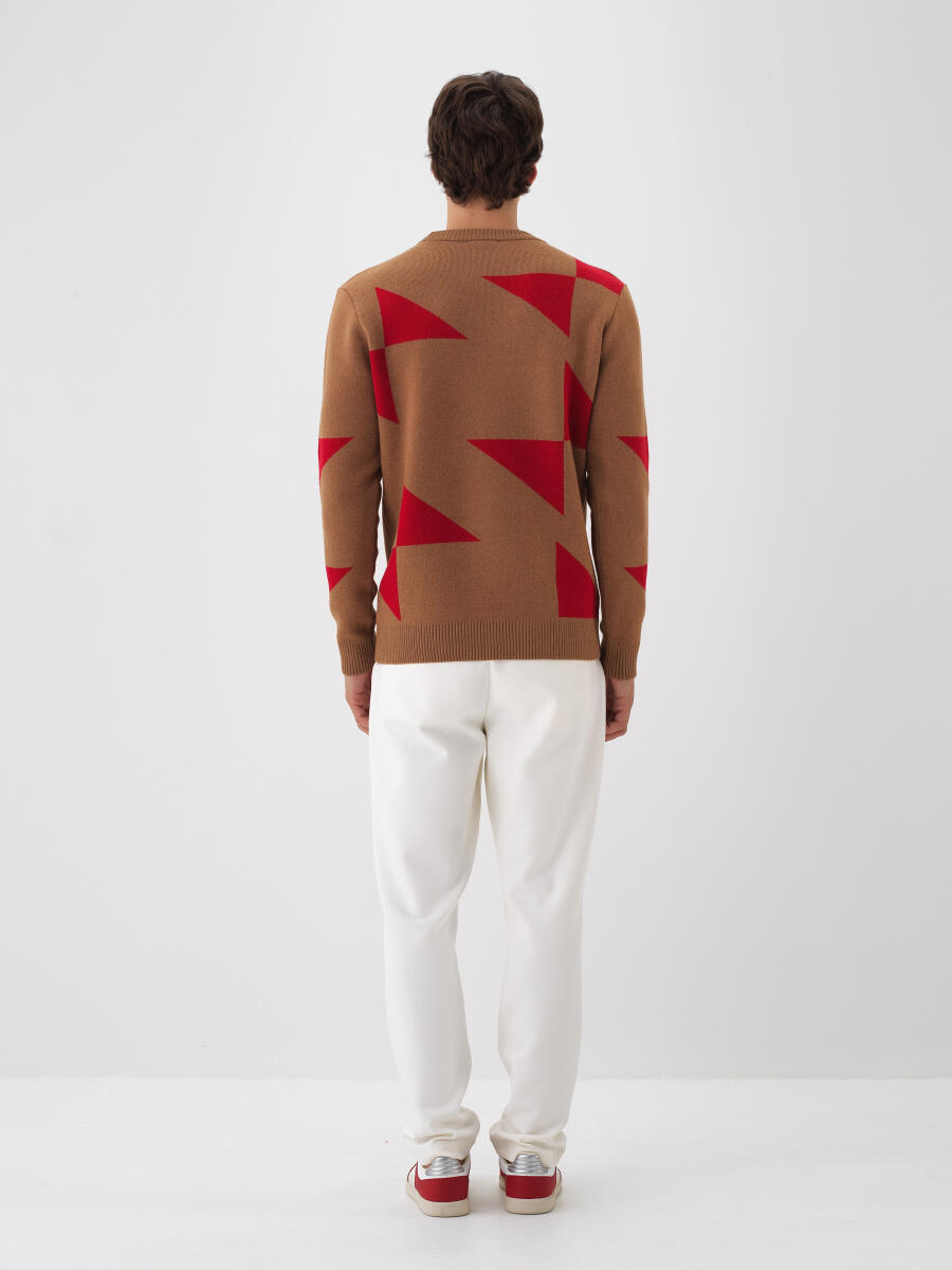 Camel Doğal Yün Dokulu Regular Fit Kazak - 5