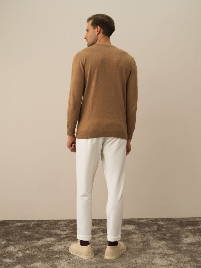 Camel Regular Fit Bisiklet Yaka Pamuklu Kazak - 4