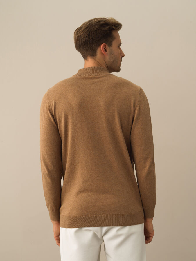 Camel Regular Fit Yarım Balıkçı Pamuklu Kazak - 3