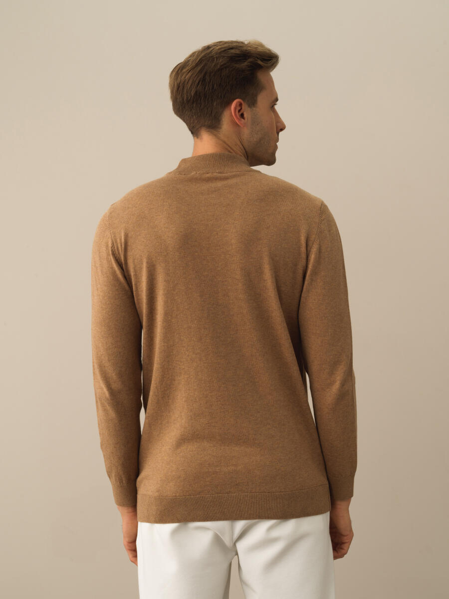 Camel Dokulu Pamuk Dokulu Regular Fit Kazak - 3