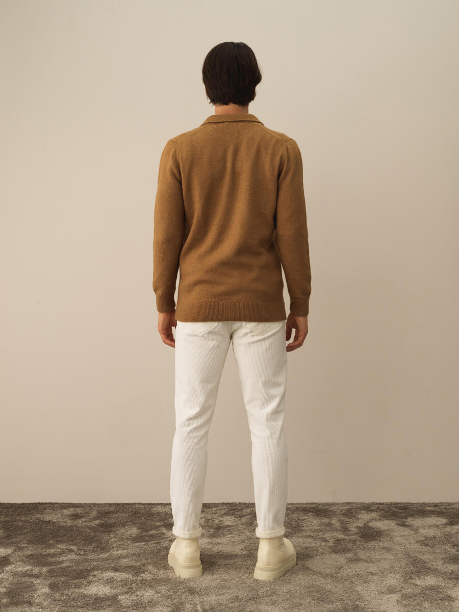 Camel Lüks Pamuk Dokulu Regular Fit Kazak - 4