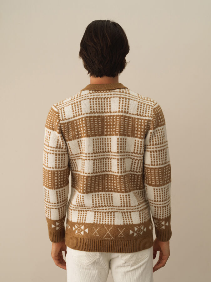 Camel Lüks Pamuk Dokulu Regular Fit Kazak - Xint