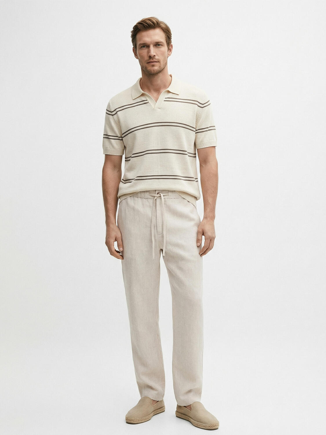 Ekru Keten Karışımlı Regular Fit Kazak - 3