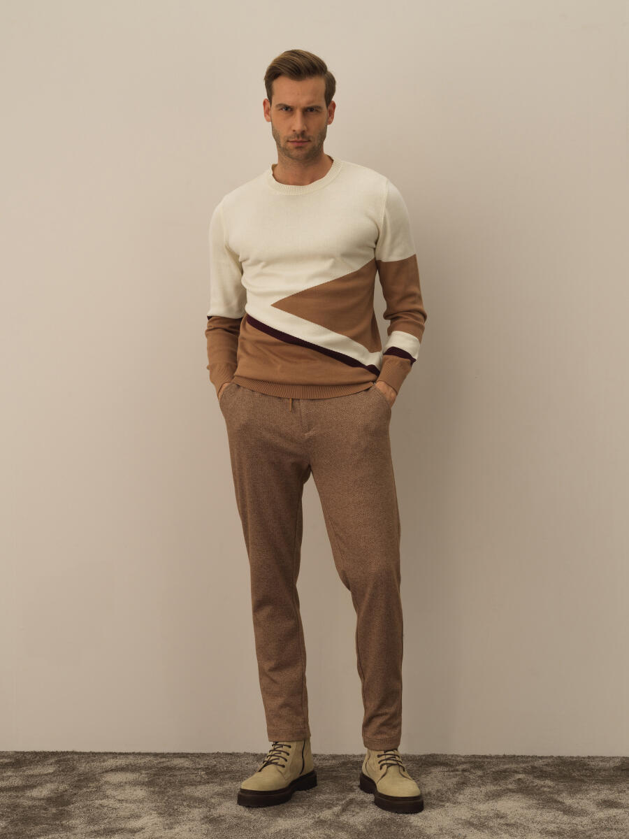 Ekru Pamuk Dokulu Regular Fit Kazak - 2