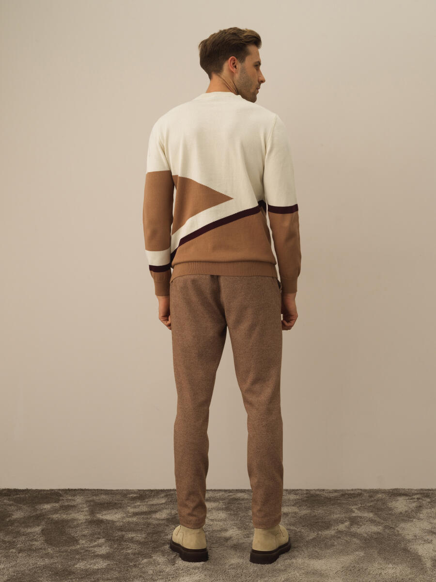 Ekru Pamuk Dokulu Regular Fit Kazak - 4