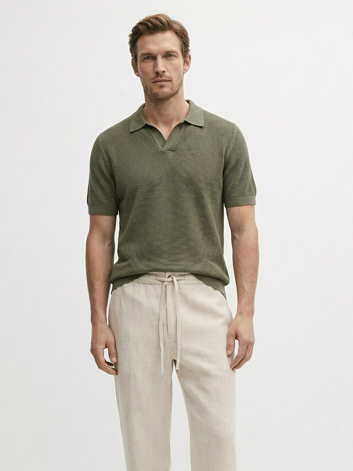 Haki Doğal Dökümlü Regular Fit Kazak