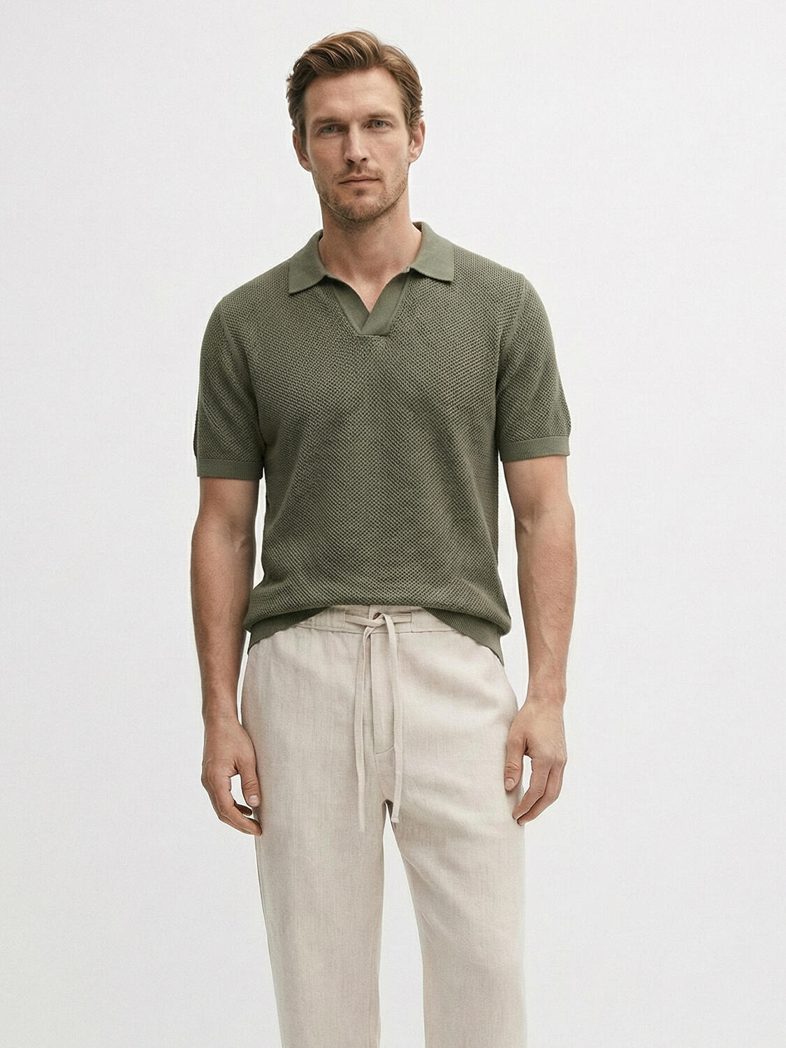 Haki Doğal Dökümlü Regular Fit Kazak - 1