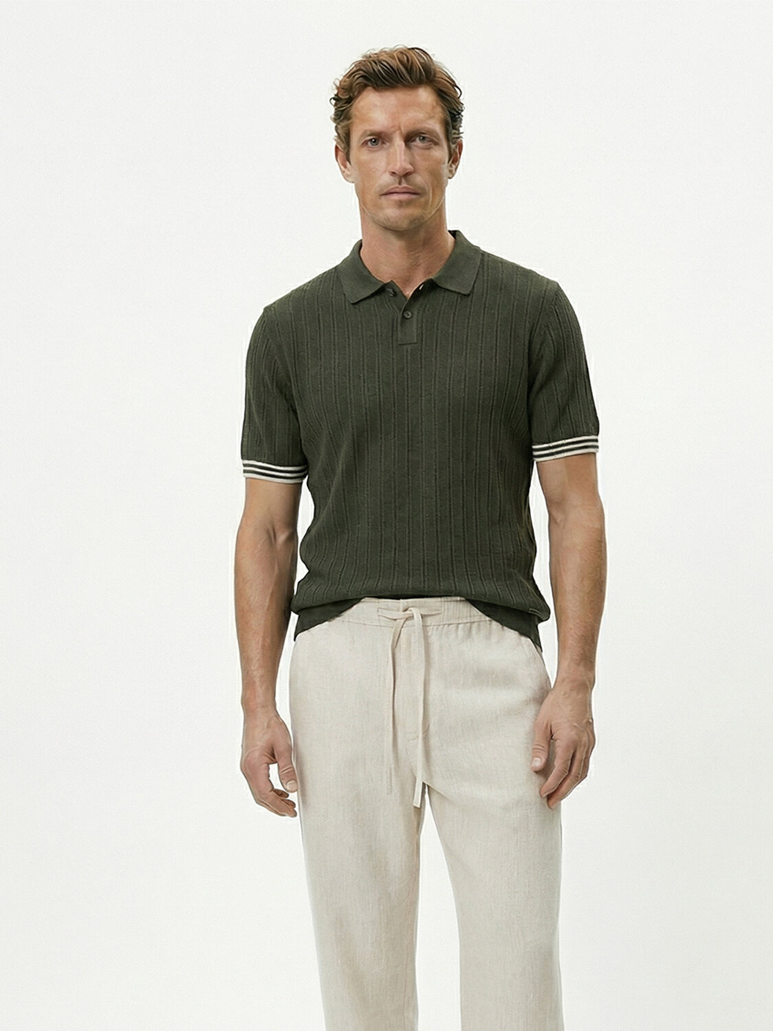 Haki Doğal Dökümlü Regular Fit Kazak