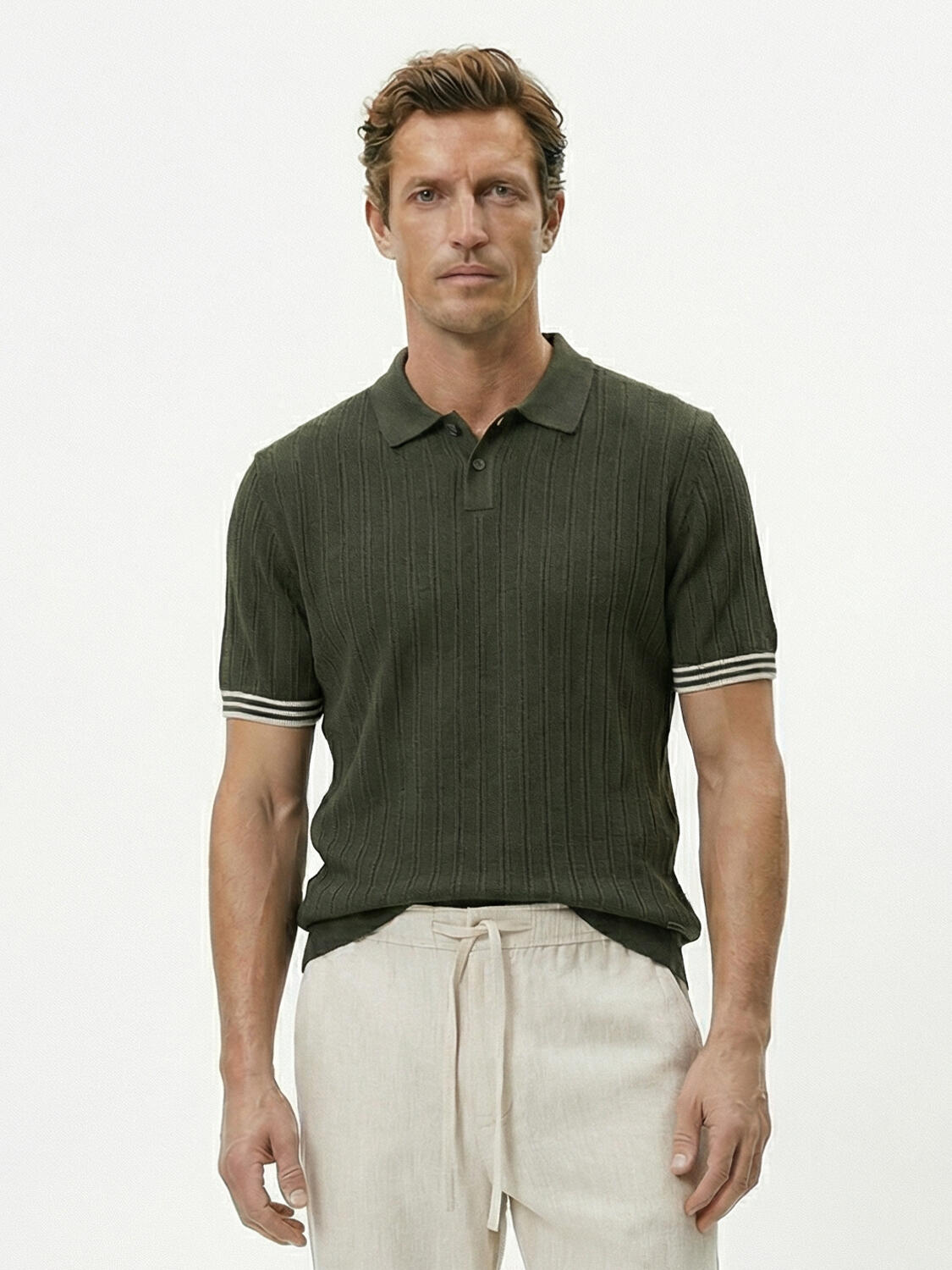 Haki Doğal Dökümlü Regular Fit Kazak - 1