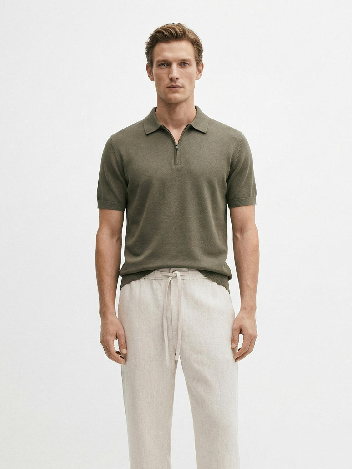 Haki Doğal Dökümlü Regular Fit Kazak - 1