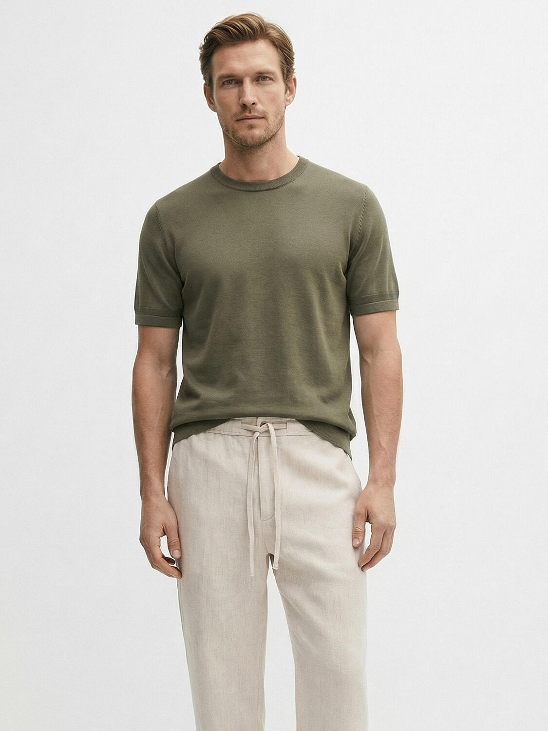 Haki Doğal Dökümlü Regular Fit Kazak - 1