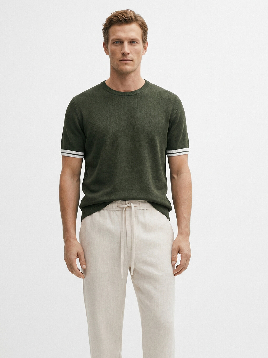 Haki Doğal Dökümlü Regular Fit Kazak