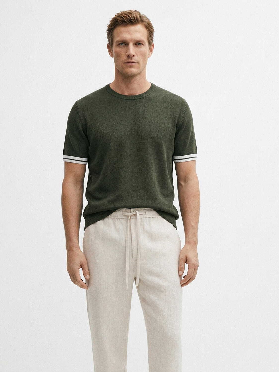 Haki Doğal Dökümlü Regular Fit Kazak - 1