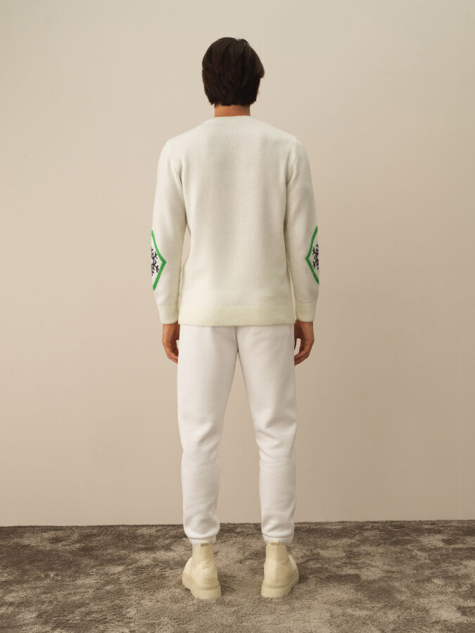Ekru Regular Fit Bisiklet Yaka Kazak - 4