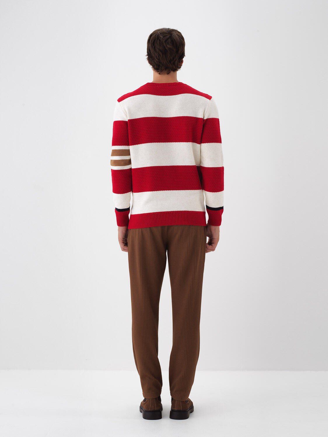 Kırmızı Doğal Yün Dokulu Regular Fit Kazak - 4