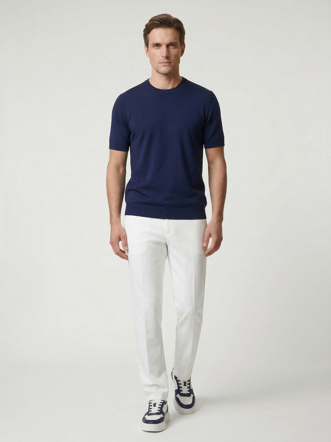 Lacivert Doğal Dökümlü Regular Fit Kazak (1)