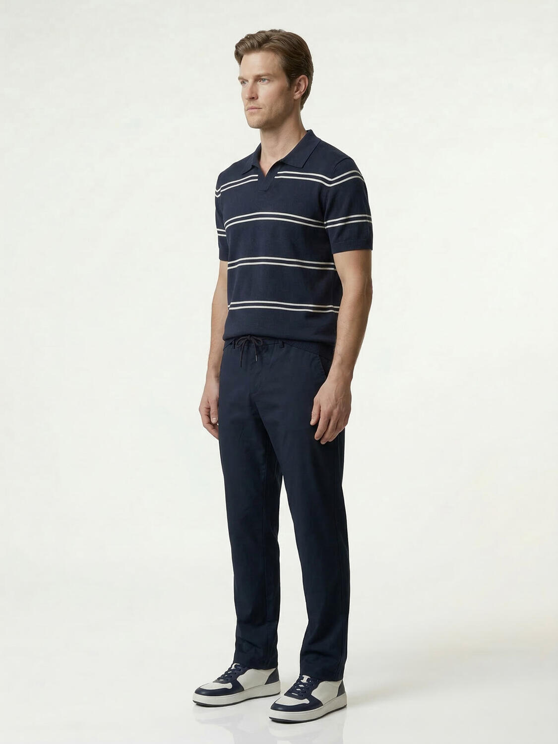 Lacivert Keten Karışımlı Regular Fit Kazak - 3