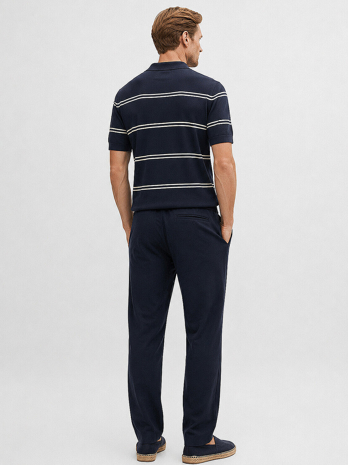 Lacivert Keten Karışımlı Regular Fit Kazak (4)