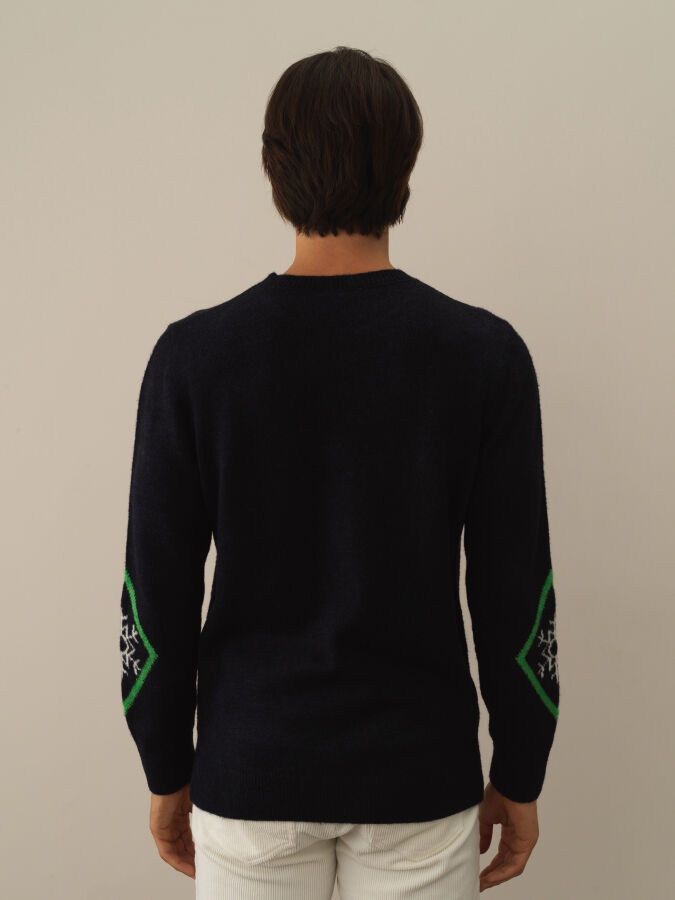 Lacivert Regular Fit Bisiklet Yaka Kazak - 3