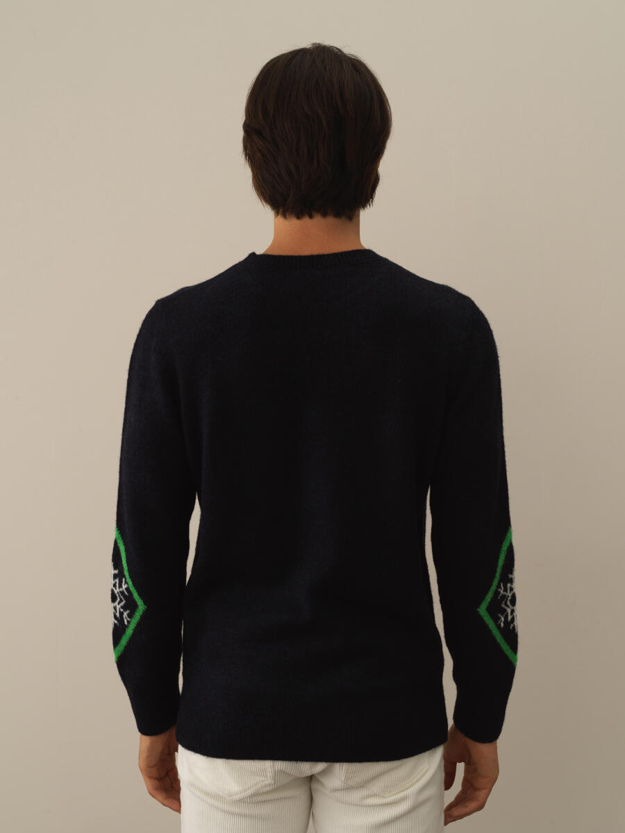 Lacivert Lüks Pamuk Dokulu Regular Fit Kazak - 3