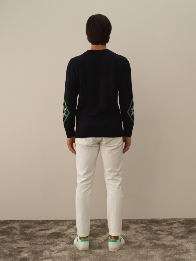 Lacivert Regular Fit Bisiklet Yaka Kazak - 4
