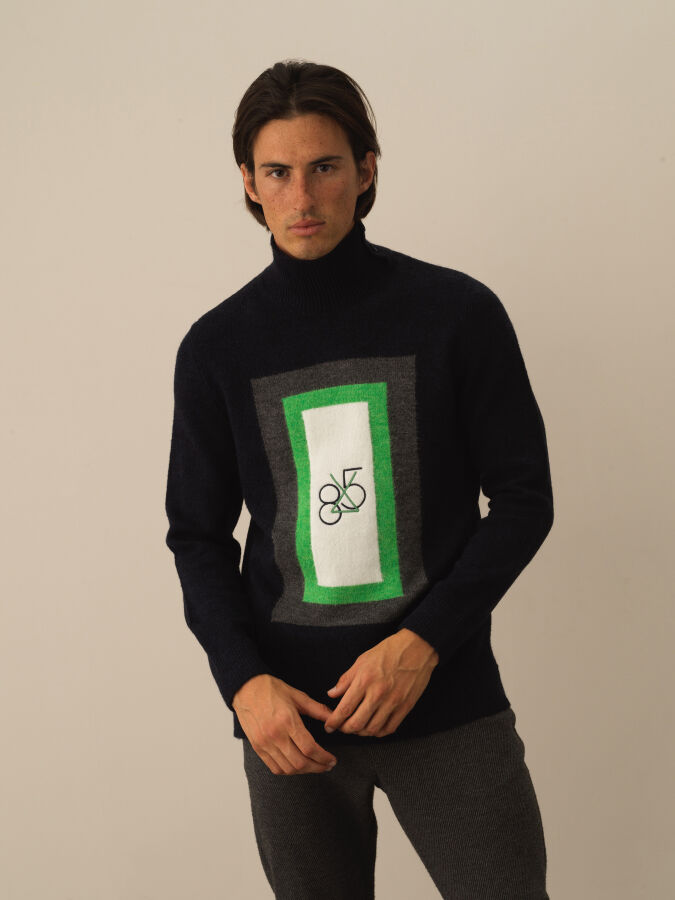 Lacivert Lüks Pamuk Dokulu Regular Fit Kazak - Xint