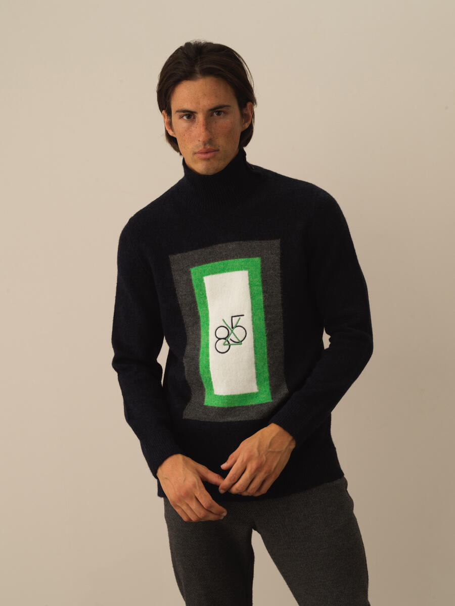 Lacivert Lüks Pamuk Dokulu Regular Fit Kazak