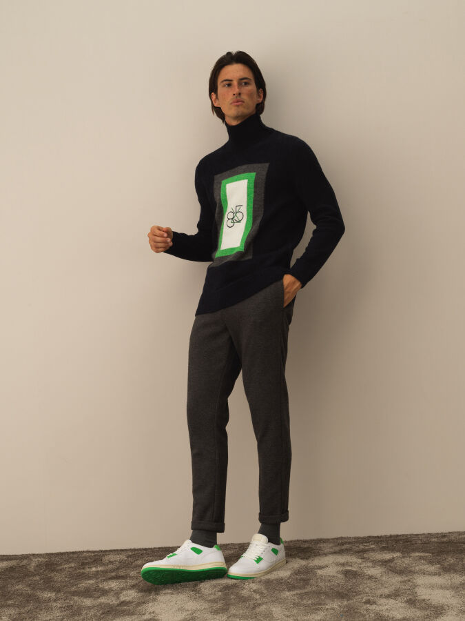 Lacivert Lüks Pamuk Dokulu Regular Fit Kazak - Xint