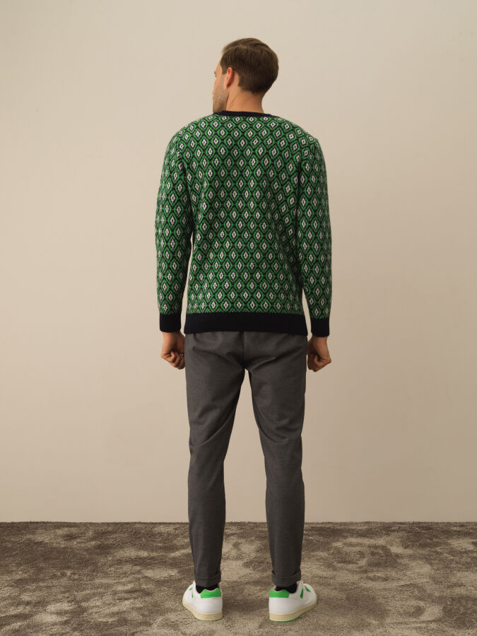 Lacivert Regular Fit Bisiklet Yaka Kazak - 4