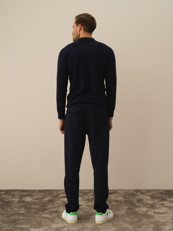 Lacivert Regular Fit Polo Yaka Pamuklu Kazak - 5