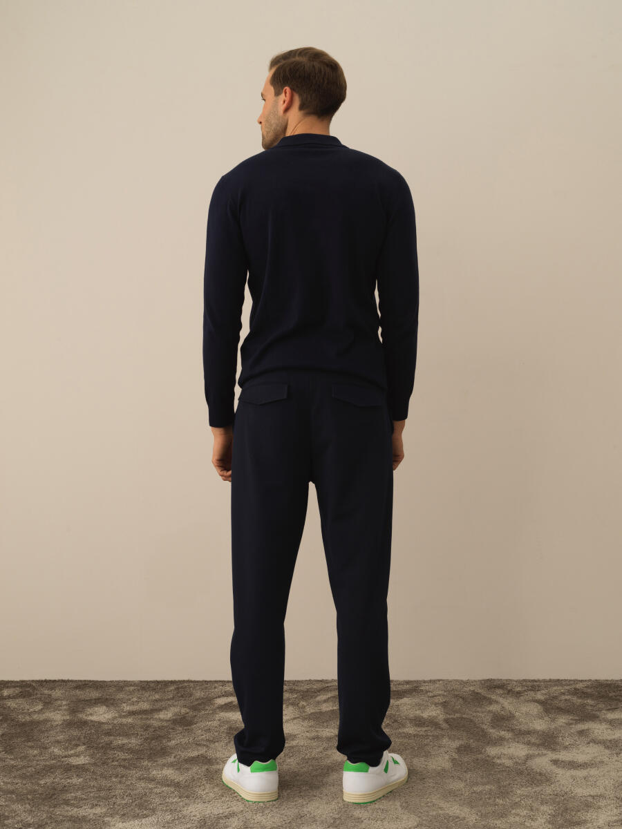 Lacivert Regular Fit Polo Yaka Pamuklu Kazak - 5