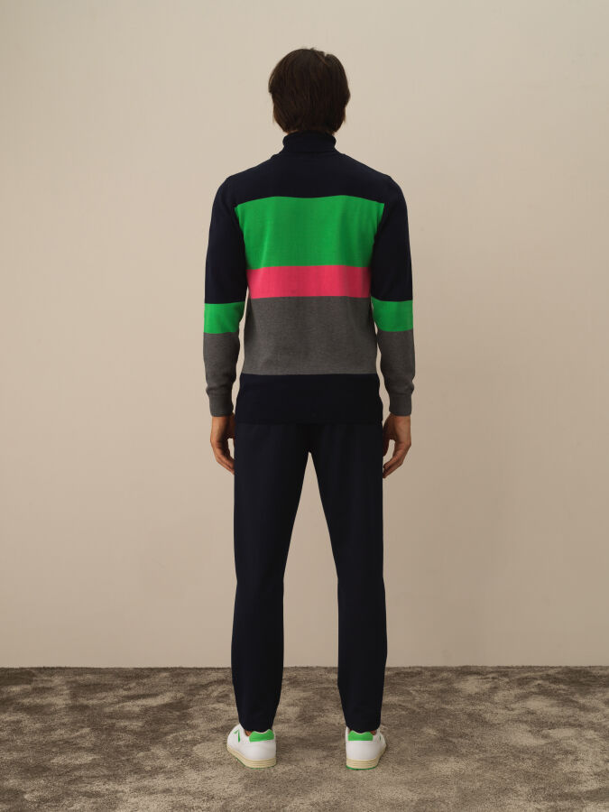 Lacivert Pamuk Dokulu Regular Fit Kazak - Xint