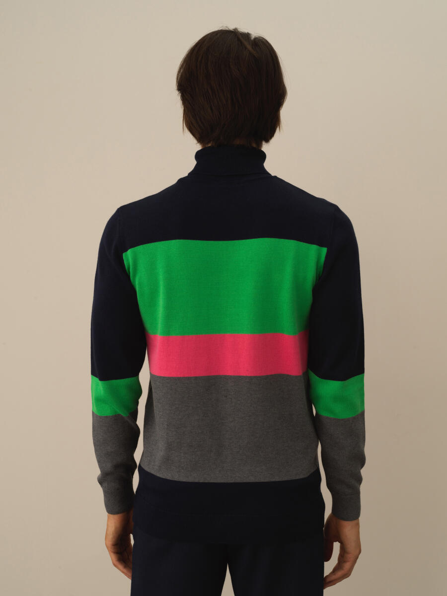 Lacivert Pamuk Dokulu Regular Fit Kazak - 3