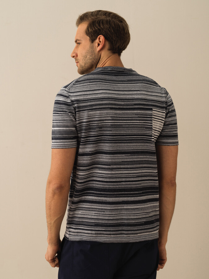 Lacivert Pamuk Dokulu Regular Fit Kazak - 3