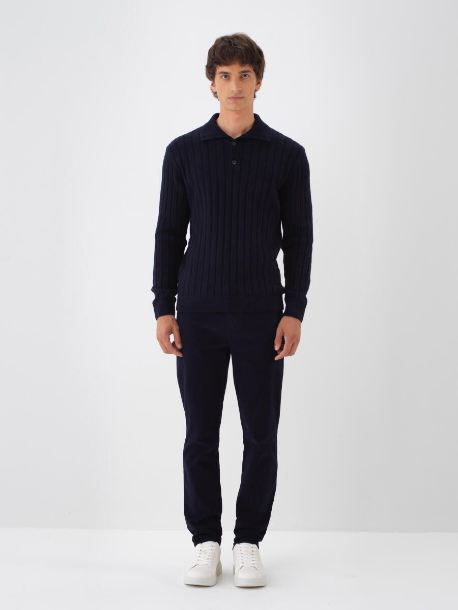 Lacivert Yumuşak Dokulu Regular Fit Kazak