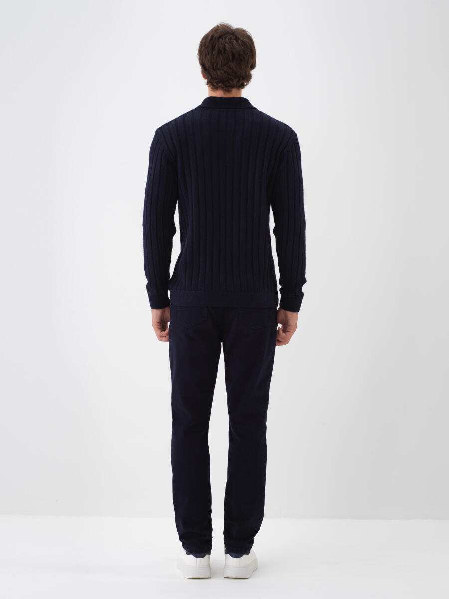 Lacivert Yumuşak Dokulu Regular Fit Kazak - 5