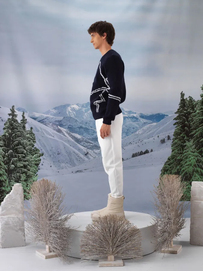 Lacivert Yumuşak Dokulu Regular Fit Kazak - Xint