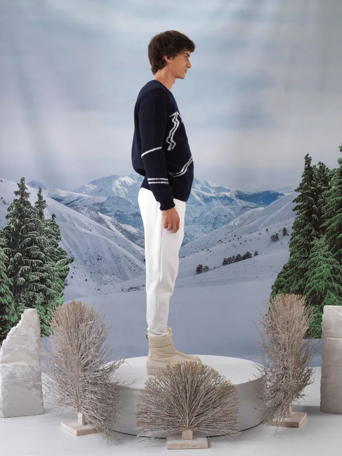 Lacivert Yumuşak Dokulu Regular Fit Kazak - Xint