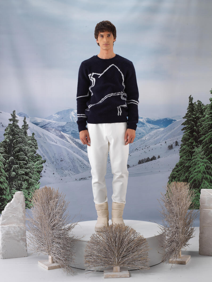 Lacivert Yumuşak Dokulu Regular Fit Kazak - 3